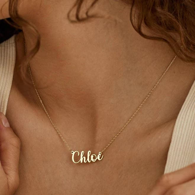 14K Gold Plated Minimalist Name Necklace for Women