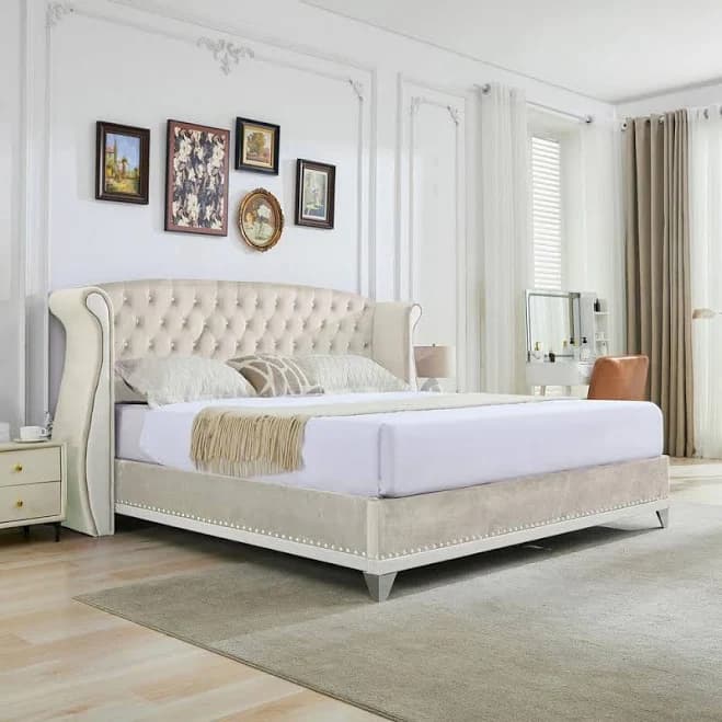 Christopher Knight Home Nathan Velvet Tufted Platform Bed