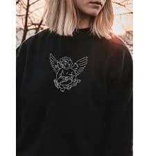 Embroidered Cherub Sweatshirt: Unisex Cotton-Blend Fleece