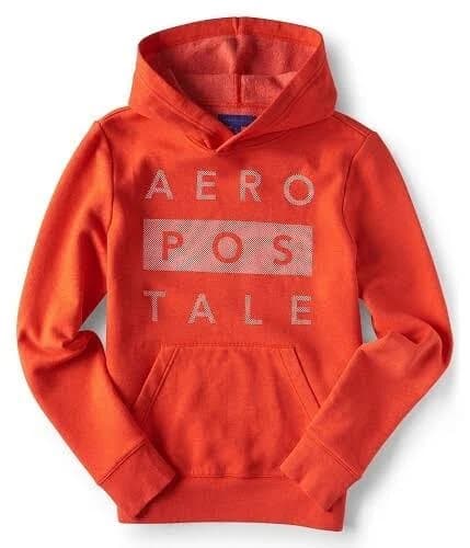 Aeropostale Mens Popover Hoodie Sweatshirt Size L Orange