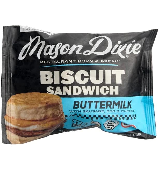 Mason Dixie Sausage, Egg, and Cheese Biscuit Breakfast Sandwich