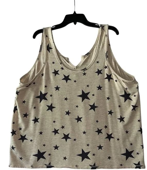 Torrid Sleep Beige Star Print Tank Top Size 4 Cotton Blend
