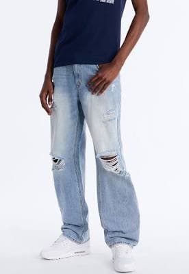 Fashion Nova Men's Essential Destroyed Rigid Jean