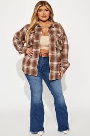 Shania Fringe Plaid Shirt - Brown/combo | Fashion Nova
