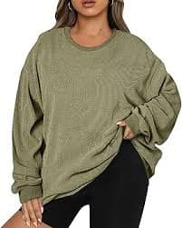 Amazon.com: Oversized Sweatshirt for Women Casual Crewneck Sweatshirts Drop Shoulder Long Sleeve Shirts Loose Corduroy Sweatshirts Comfy Pullover Sweaters Trendy Going Out Tops Ribbed Tops Fall Outfits : Clothing, Shoes & Jewelry