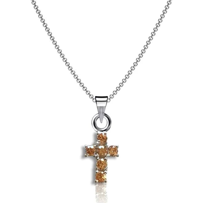 Sterling Silver Mini Crystal Cross Necklace