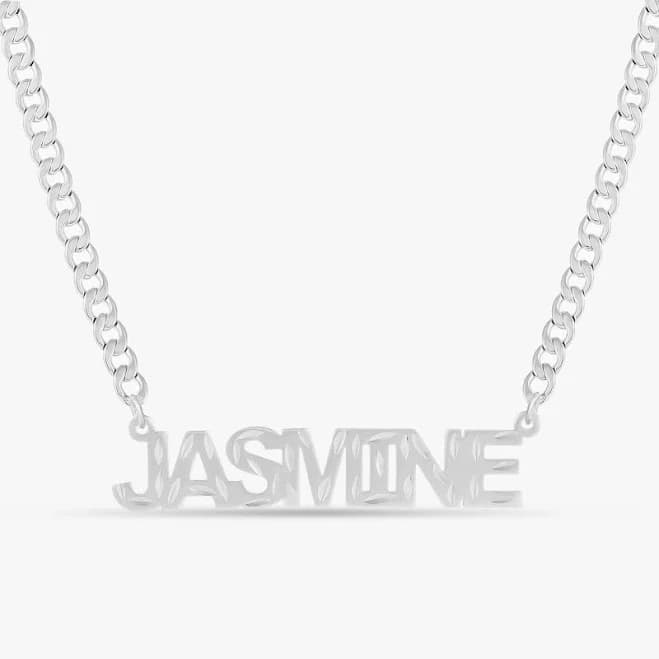 Custom Kid's Diamond Cut Block Name Necklace