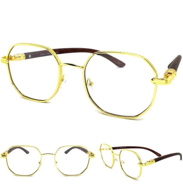 Men's Classy Elegant Sophisticated Retro Clear Lens Eye Glasses Gold