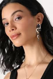 Amazon.com: Black Rhinestone Statement Drop Dangle Earrings Dangling Sparkly Crystal Bridal Bridesmaid Wedding Earrings Long Chandelier Teardrop Earrings for Women Prom Party: Clothing, Shoes & Jewelry