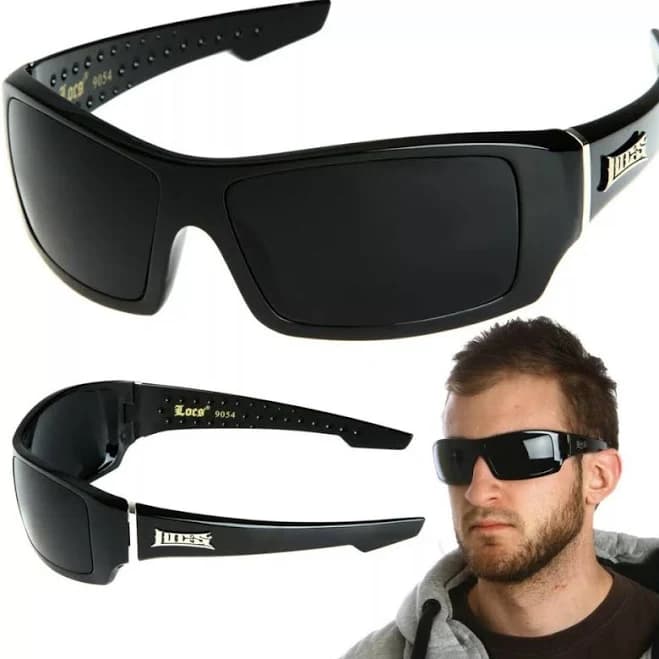 Locs Men's Rectangular Gangster Sunglasses with Cholo Dark Lenses