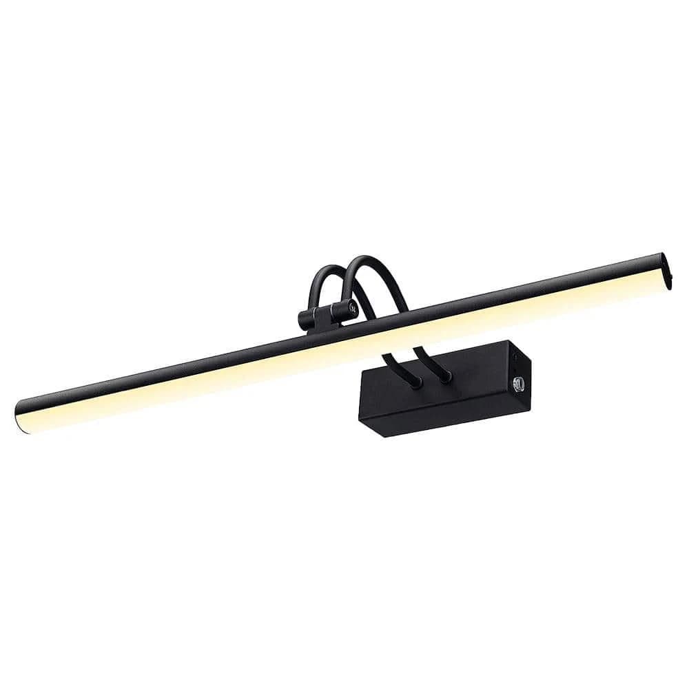 Minimalist Rechargeable 20 in. Wall Mounted Black LED Picture Light with Remote Control