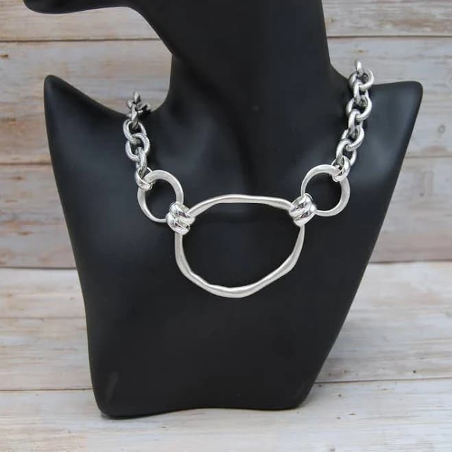 Chunky Stainless Steel Abstract Pendant Necklace