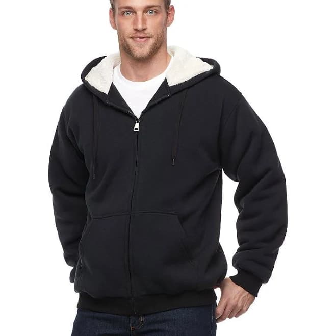Victory 40 Men's Sherpa-Lined Fleece Zip-Up Hoodie