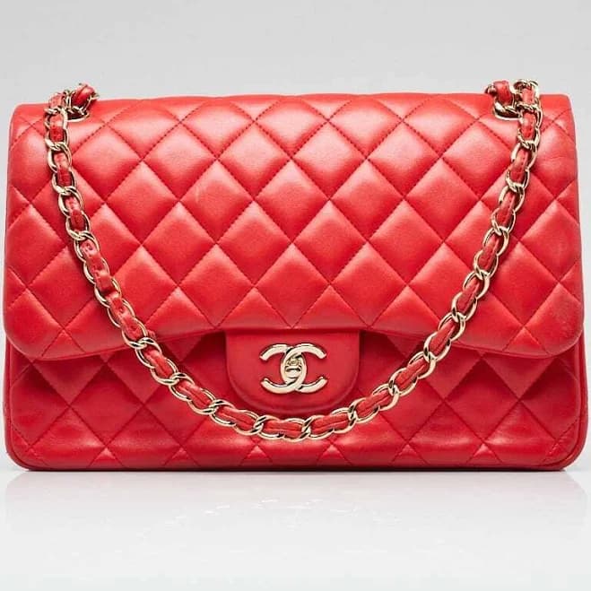 CHANEL Quilted Lambskin New Classic Double Flap Jumbo