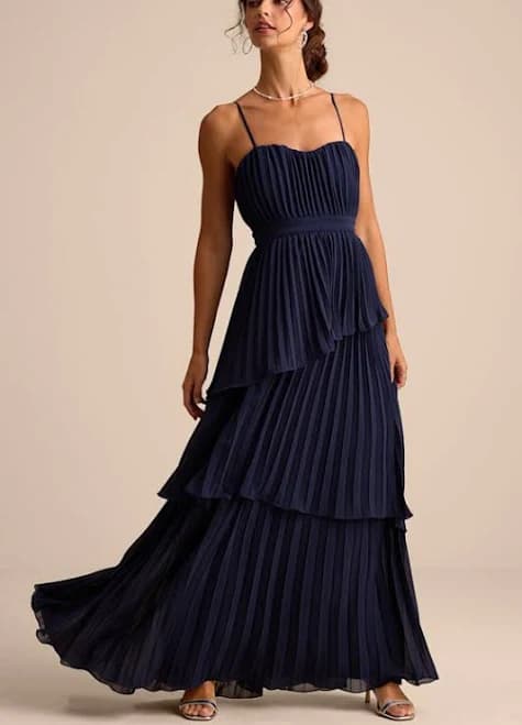 Lulus Pleated Tiered Maxi Dress