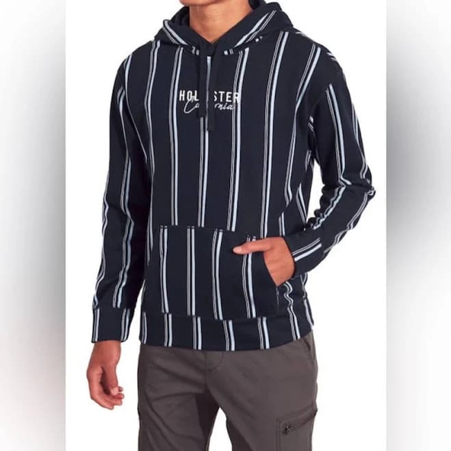 Hollister Shirts | S19. Hollister Navy And White Striped Hoodie | Color: Blue/White | Size: L | Chantellim's Closet