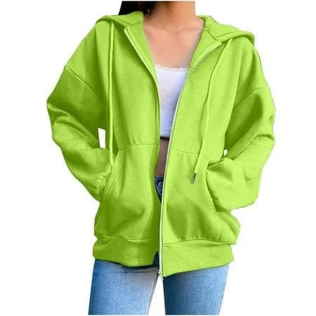 Women's Full Zip Hoodie with Pockets and Drawstring