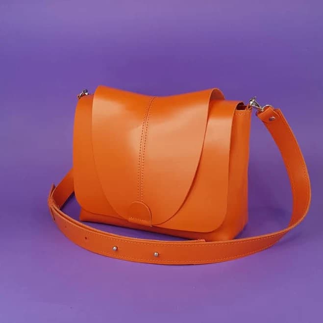 Wide Leather Crossbody Bag