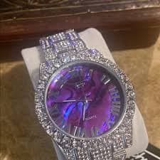 techno | Accessories | Purple Alabaster White Gold Gp Pave Encrust Watch | Poshmark