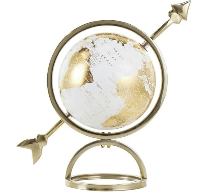 Decmode 14" Gold Armillary Globe with White Center