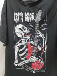 Rock & Roll Skeleton Guitar Music Lover T-Shirt Size Large | eBay