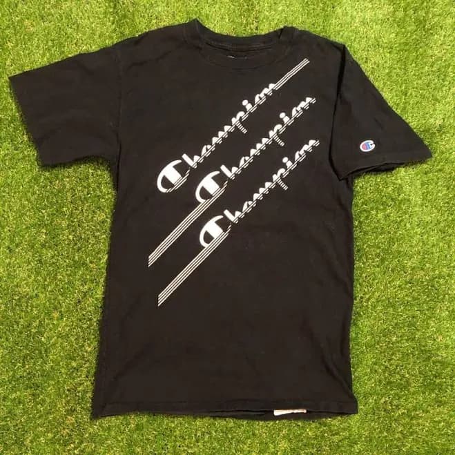 Champion Logo Graphic Tee With Sleeve Embroidery - Men | Color: Black | Size: S