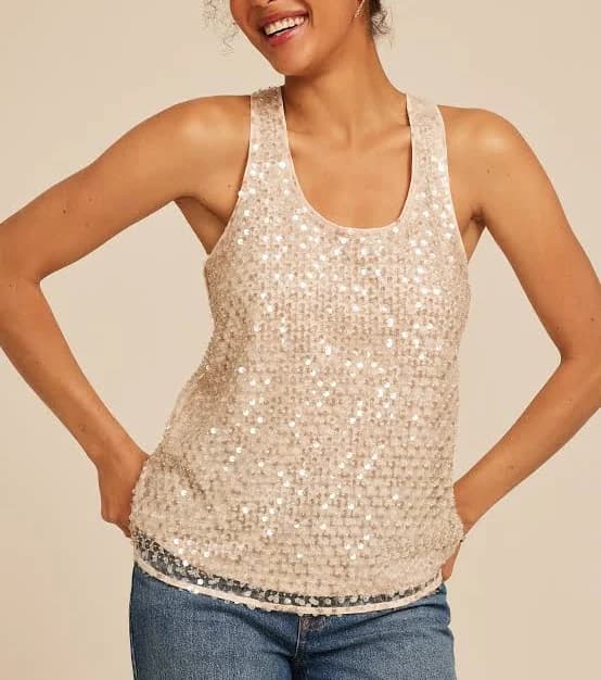 maurices Women's Studio Y Sequin Racerback Tank Top