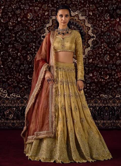Embroidered Viscose Silk Lehenga