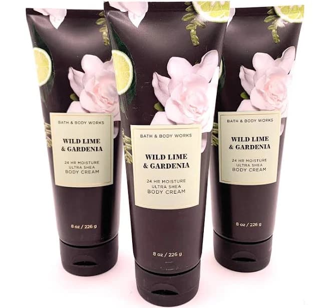 Bath & Body Works Body Cream Wild Lime Gardenia 8oz Each Bundle