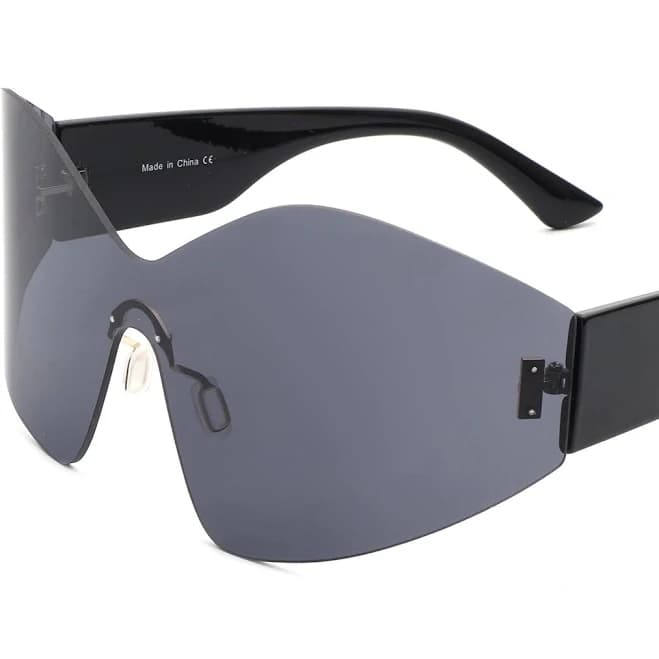 Electra Oversized Rimless Wraparound Shield Sunglasses