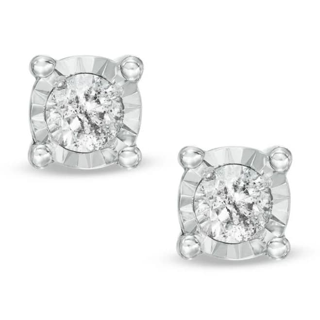 Sterling Silver 1/10 ct. T.W. Diamond Solitaire Stud Earrings
