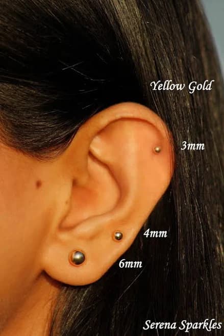 14K Solid Gold Minimalist Ball Ear Stud Earrings