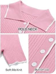 MEROKEETY Women's Polo V Neck Color Block Long Dress Elegant Stretch Fitted Pullover Maxi Dress, Pink, Small: Buy Online at Best Price in UAE - Amazon.ae