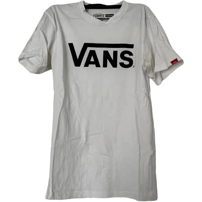 Vans White Cotton Classic Logo T-Shirt Size S