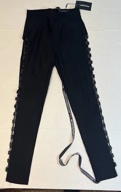 Pretty Little Thing Black Lace Up Side Skinny Trouser Pants Us 6, Uk