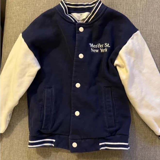 H&M Jackets & Coats | H&M Kids Varsity Jacket - Navy And Cream | Color: Blue/White | Size: 6b | Sgoodsell2's Closet