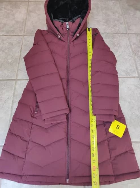 Andrew Marc Women’s Small Long Coat Jacket Magenta Faux Fur Hood
