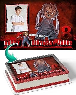 Cakecery Chucky Horror Photo Frame Edible Cake Image Topper Birthday Cake 1/4 Sheet