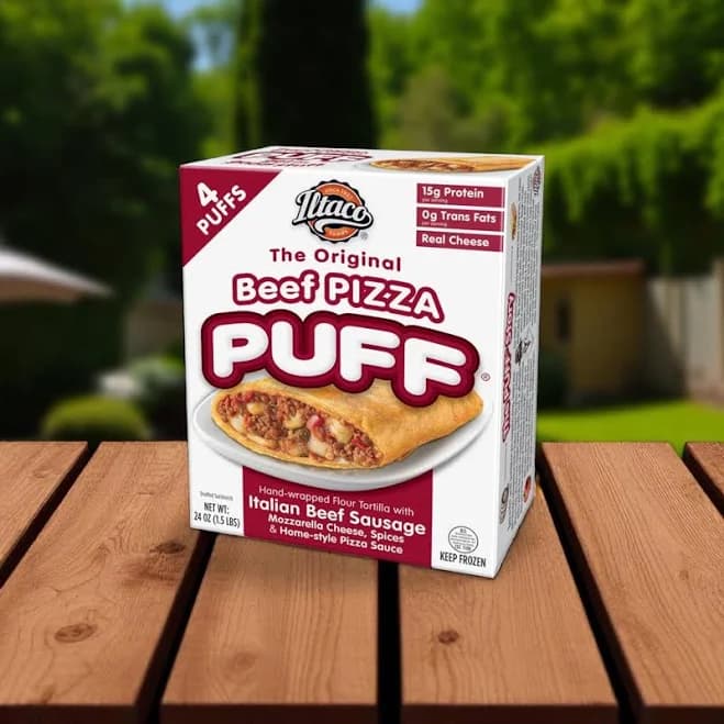 The Original Puff Beef Pizza- 4 Puffs- 24 Oz-1 Box- Easy Lunches