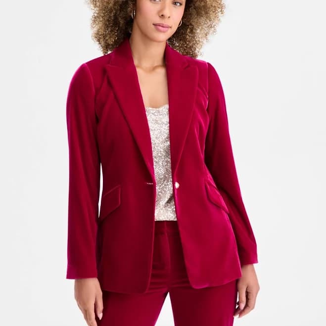 Tahari ASL Women's Velvet Single-Button Blazer
