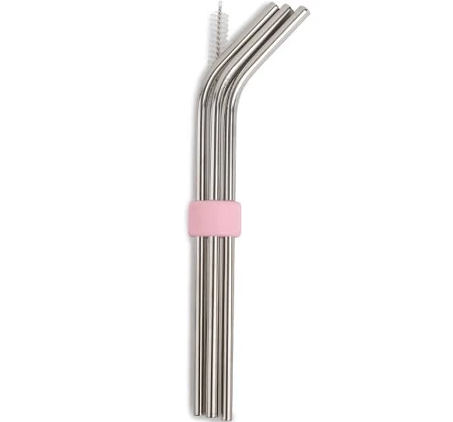 Set of 8 Stainless Steel Reusable Straws&Silicone Straw Holder