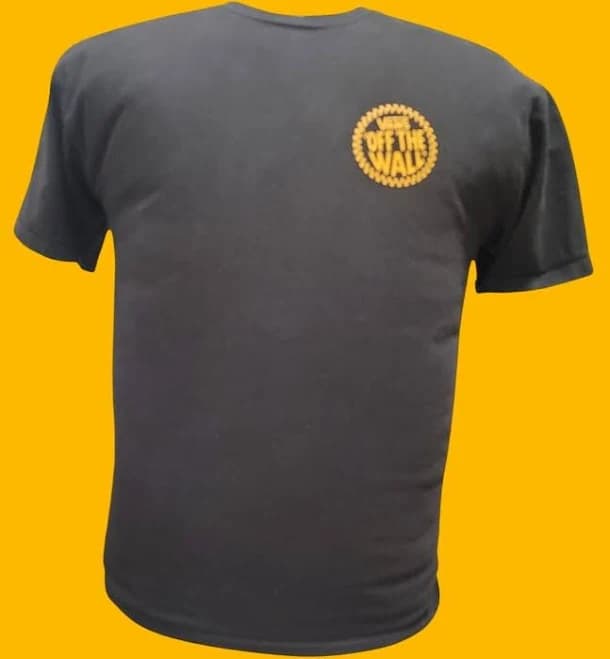 Vans "off The Wall" Heavy Black T-shirt With Yellow Logo Print 100%