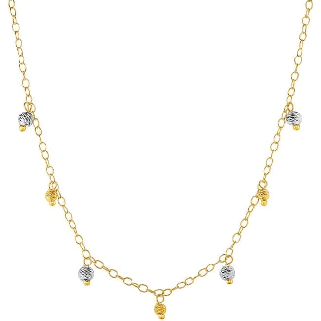 Mayamila 14K Two Tone Gold Textured Bead Choker Necklace