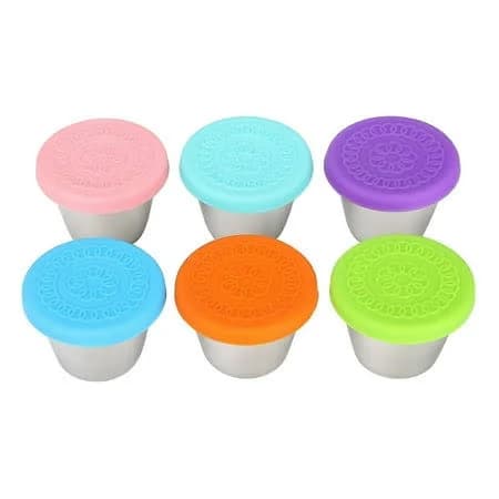 Salad Dressing To Go, Leakproof Stainless Steel Containers With Easy Open Colorful Lids, Reusable Condiment Cups For Lunch Bento Box, Picnics And