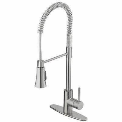 Industrial Kitchen Faucet With Pull-Down Spray, Single Handle, Stainless Steel