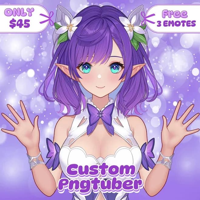 Custom PNGtuber Character for Commercial Use | Anime PNGTuber Avatar | Reactive PNG Avatar