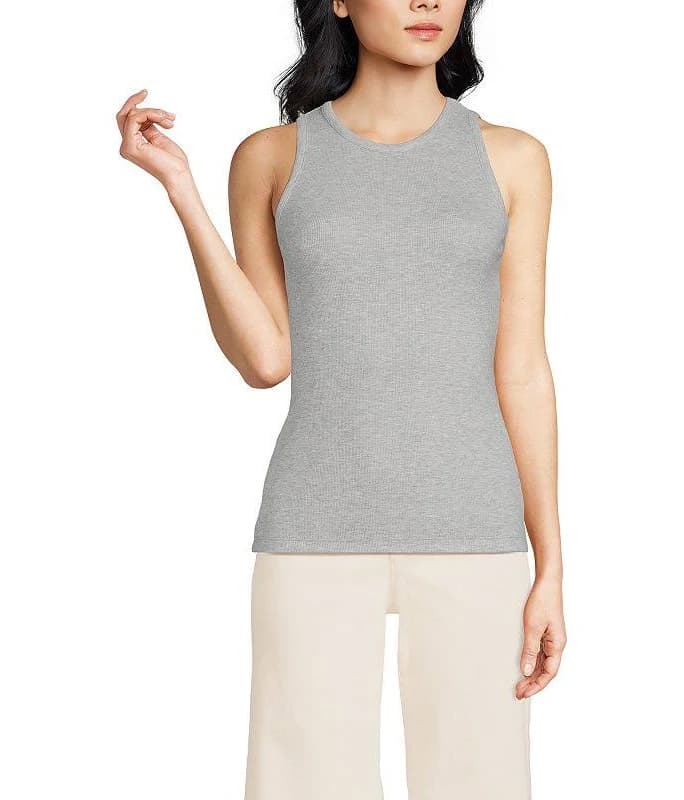 Lands' End Women's Drapey Rib Fitted Tank Top