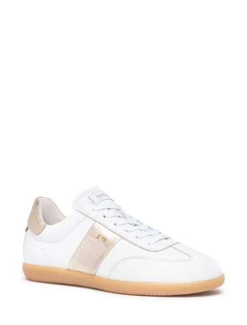NeroGiardini Low Top Sneaker in White/Gold at Nordstrom