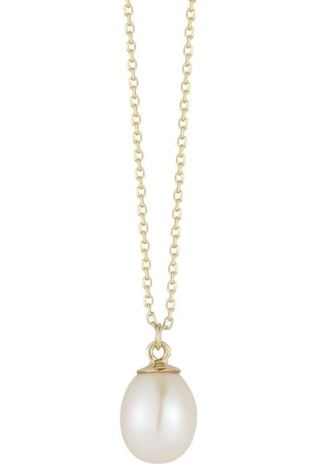 14K Yellow Gold Pearl Pendant Necklace