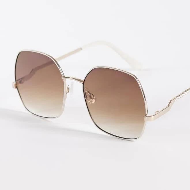 ALDO raquelle oversized metal frame sunglasses with brown lenses in gold tone